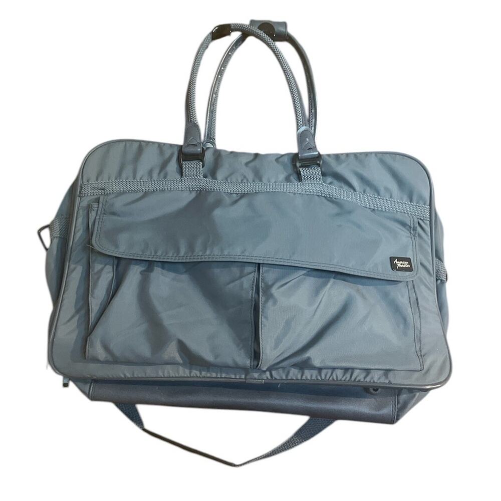 Vintage American Tourister Garment Bag Blue Cross Country Luggage Carry On